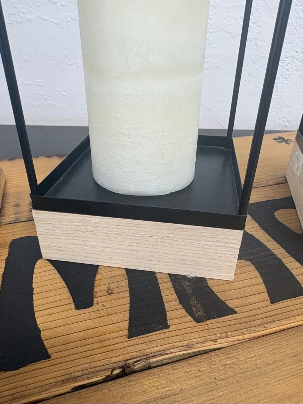 Unbranded Black Metal Lanterns with Cream LED Candles - Pair